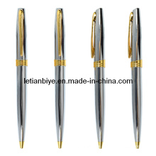 Silberner Metallkugelschreiber mit Goldborten für Firmengeschenk (LT-Y143)